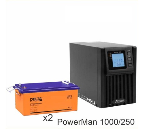 ИБП POWERMAN ONLINE 1000 Plus + Delta DTM 12250 L