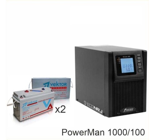 ИБП POWERMAN ONLINE 1000 Plus + Vektor VPbC 12-100