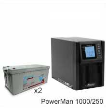 ИБП POWERMAN ONLINE 1000 Plus + Vektor GL 12-250