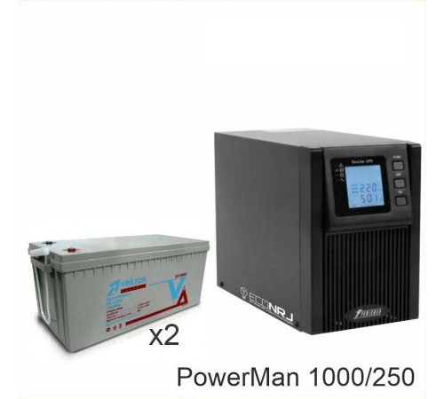 ИБП POWERMAN ONLINE 1000 Plus + Vektor GL 12-250