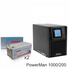 ИБП POWERMAN ONLINE 1000 Plus + Vektor VPbC 12-200