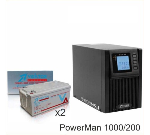 ИБП POWERMAN ONLINE 1000 Plus + Vektor VPbC 12-200