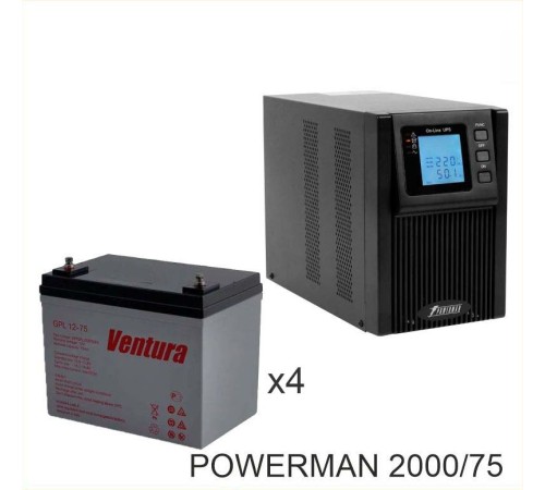 ИБП POWERMAN ONLINE 2000 Plus + Ventura GPL 12-75