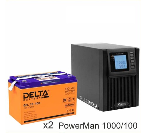 ИБП POWERMAN ONLINE 1000 Plus + Delta GEL 12-100