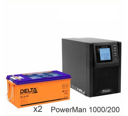 ИБП POWERMAN ONLINE 1000 Plus + Delta GEL 12-200