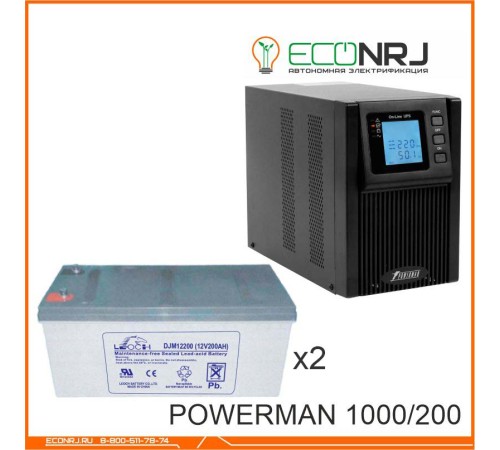 ИБП POWERMAN ONLINE 1000 Plus + LEOCH DJM12200