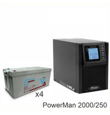 ИБП POWERMAN ONLINE 2000 Plus + Vektor GL 12-250