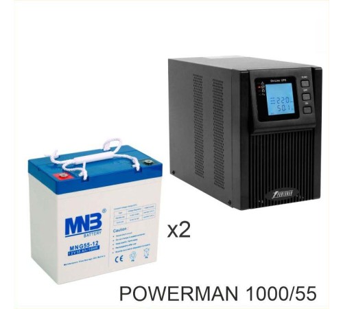 ИБП POWERMAN ONLINE 1000 Plus + MNB MNG55-12