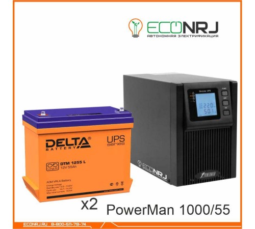 ИБП POWERMAN ONLINE 1000 Plus + Delta DTM 1255 L