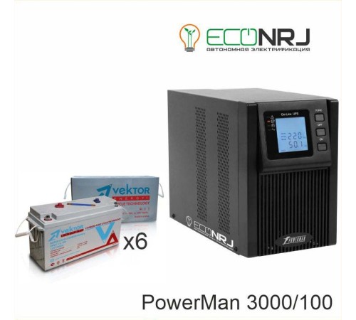 ИБП POWERMAN ONLINE 3000 Plus + Vektor VPbC 12-100