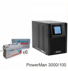 ИБП POWERMAN ONLINE 3000 Plus + Vektor VPbC 12-100