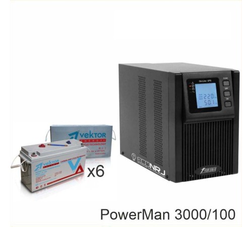 ИБП POWERMAN ONLINE 3000 Plus + Vektor VPbC 12-100