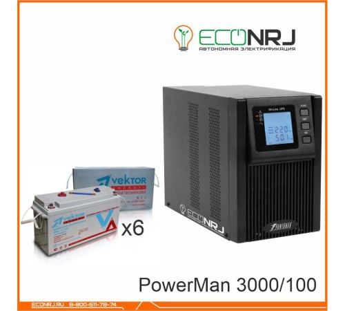 ИБП POWERMAN ONLINE 3000 Plus + Vektor VPbC 12-100